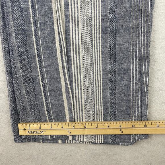 Express High-Rise XS Striped Linen-Blend Wide-Leg Pants Pull-On Boho - Picture 8 of 12